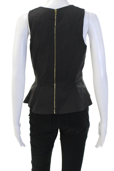 Jay Godfrey Women Black Sleeveless Round Neck Zip Blouse Size 2