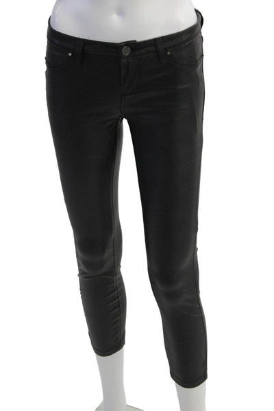 Blank NYC Women Ankle Jeggings Biker Black PU Viscose Size 24