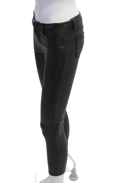 Blank NYC Women Ankle Jeggings Biker Black PU Viscose Size 24