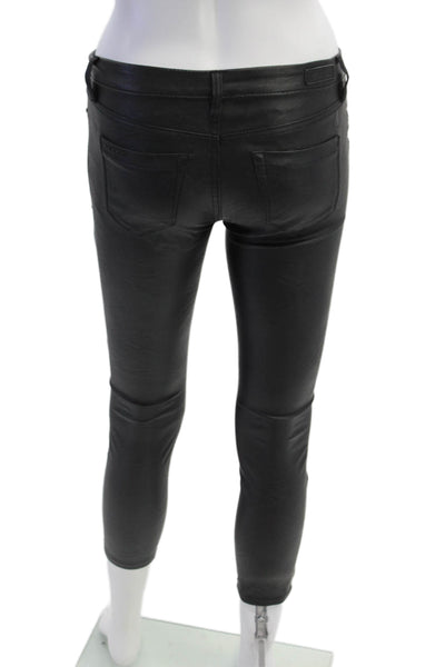 Blank NYC Women Ankle Jeggings Biker Black PU Viscose Size 24