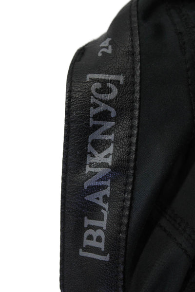 Blank NYC Women Ankle Jeggings Biker Black PU Viscose Size 24