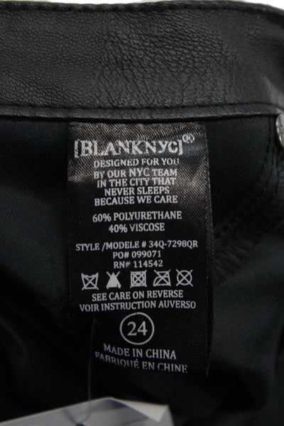Blank NYC Women Ankle Jeggings Biker Black PU Viscose Size 24