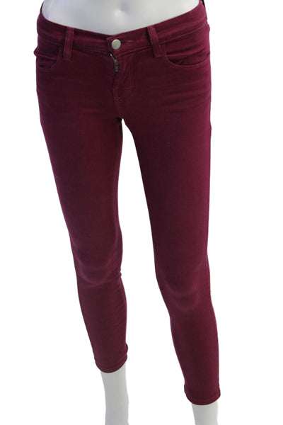 J Brand Women Ankle Skinny Jeans Purple Low Rise Button Size 24