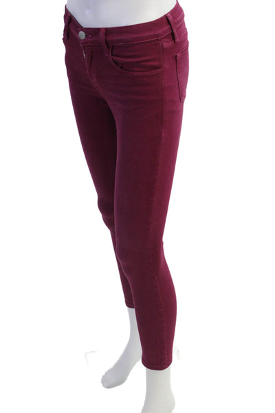 J Brand Women Ankle Skinny Jeans Purple Low Rise Button Size 24