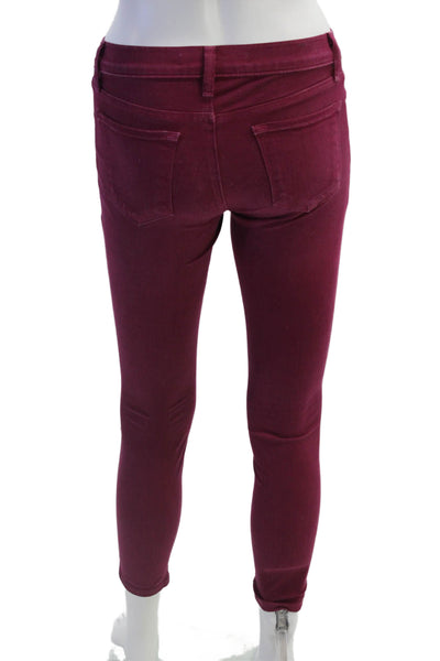J Brand Women Ankle Skinny Jeans Purple Low Rise Button Size 24