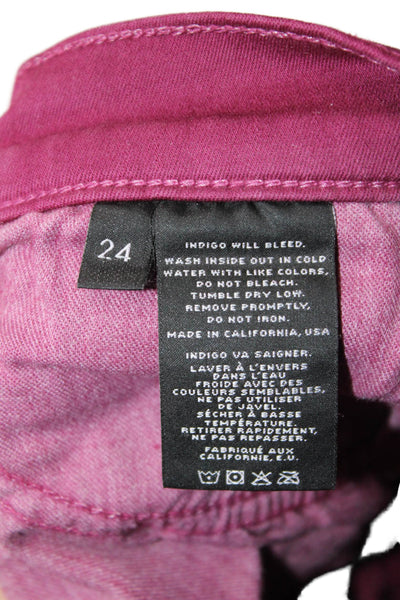 J Brand Women Ankle Skinny Jeans Purple Low Rise Button Size 24