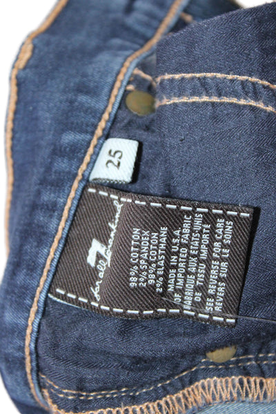 7 For All Mankind Womens Ankle Skinny Jeans Dark Blue Mid Rise Petite Size 25