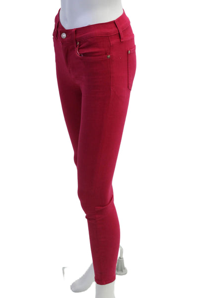 7 For All Mankind Womens Ankle Skinny Jeans Red Size 24
