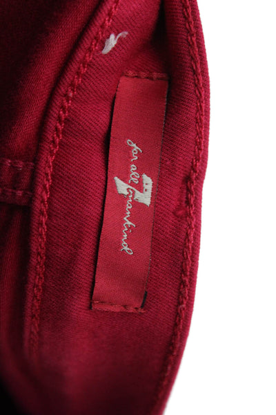 7 For All Mankind Womens Ankle Skinny Jeans Red Size 24