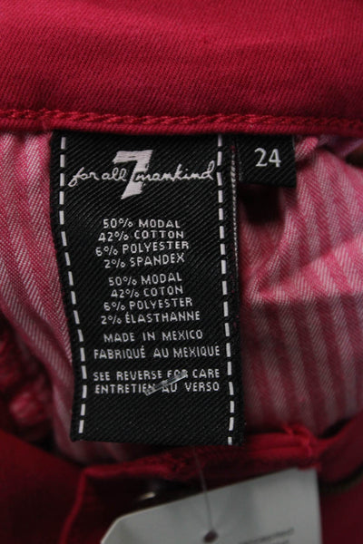 7 For All Mankind Womens Ankle Skinny Jeans Red Size 24