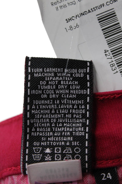 7 For All Mankind Womens Ankle Skinny Jeans Red Size 24