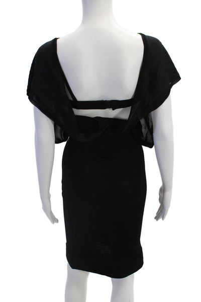 Yigal Azrouel Women Blouson Pencil Dress Black Buckle Short Sleeve Size 4