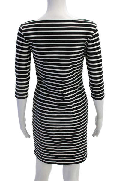 Saint James Women Sheath Bodycon Black Striped 3/4 Sleeve Dress Size S