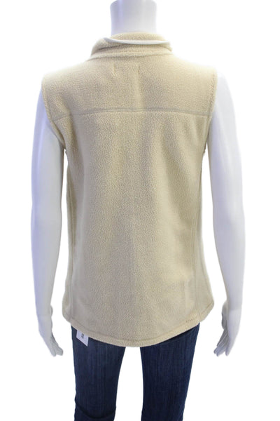 Vineyard Vines Women Mock Neck Zip Solid Polyester Vest Beige Size S