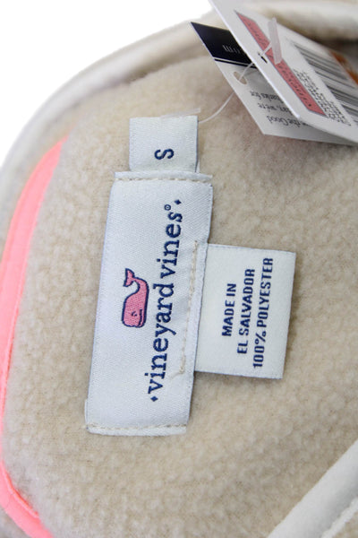 Vineyard Vines Women Mock Neck Zip Solid Polyester Vest Beige Size S
