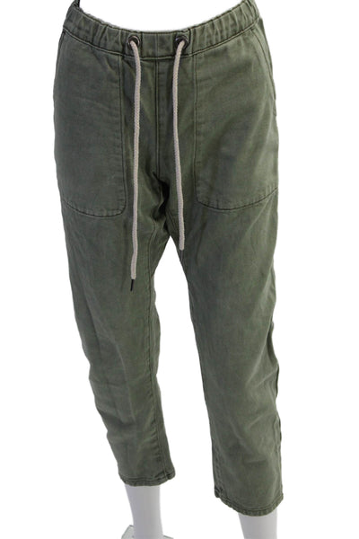 One Teaspoon Unisex Cropped Ankle Jogger Pants Green Drawstring Size XS