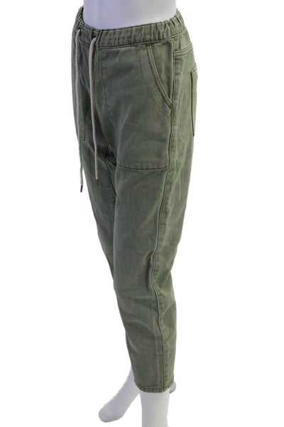 One Teaspoon Unisex Cropped Ankle Jogger Pants Green Drawstring Size XS
