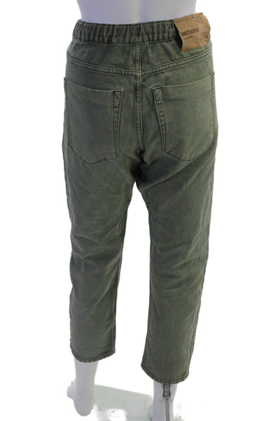 One Teaspoon Unisex Cropped Ankle Jogger Pants Green Drawstring Size XS