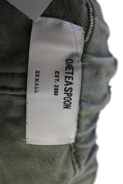 One Teaspoon Unisex Cropped Ankle Jogger Pants Green Drawstring Size XS