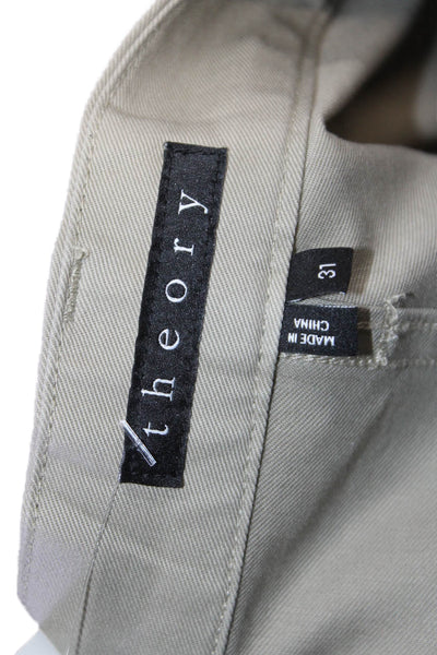 Theory Mens Chinos Beige Cotton Stretch Button Fly Size 31