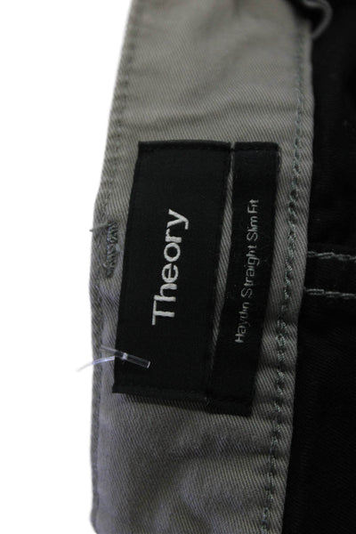 Theory Mens Gray Chino Pants Button Closure 30in Inseam Size 32