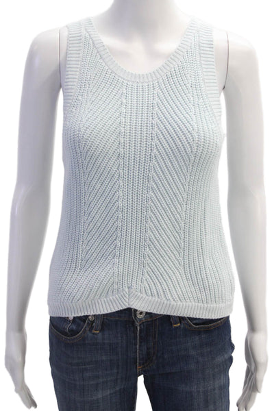 525 Women Basic Light Blue Cotton Sleeveless Round Neck Tank Size S