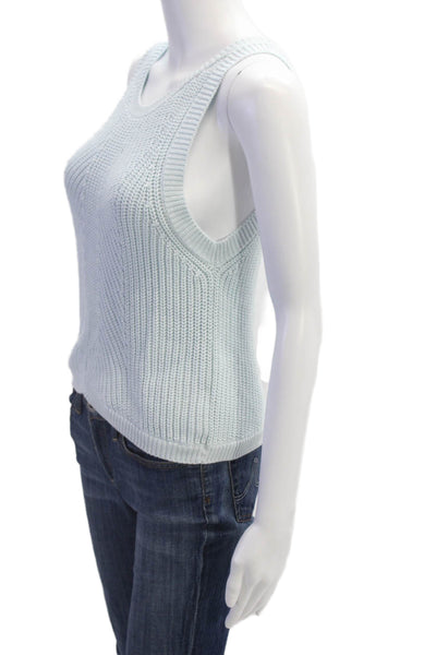 525 Women Basic Light Blue Cotton Sleeveless Round Neck Tank Size S