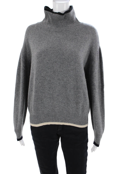 Demylee Women Gray Pullover Mock Neck Acrylic-Wool Sweater Size M