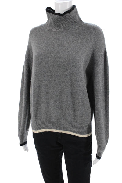 Demylee Women Gray Pullover Mock Neck Acrylic-Wool Sweater Size M