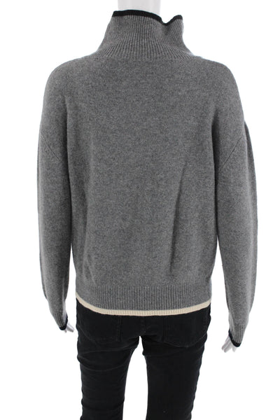 Demylee Women Gray Pullover Mock Neck Acrylic-Wool Sweater Size M