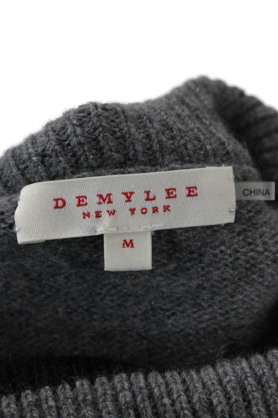 Demylee Women Gray Pullover Mock Neck Acrylic-Wool Sweater Size M