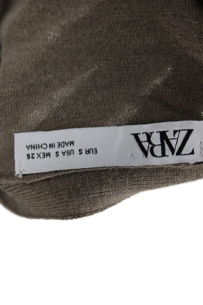 Zara Unisex Cardigan Brown V-Neck Button Long Sleeve Size S