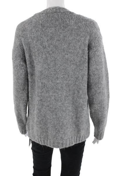 Zara Unisex Cardigan Gray V-Neck Button Long Sleeve Cotton-Linen Blend Size S
