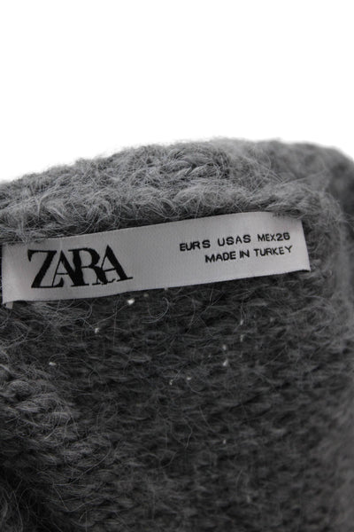 Zara Unisex Cardigan Gray V-Neck Button Long Sleeve Cotton-Linen Blend Size S
