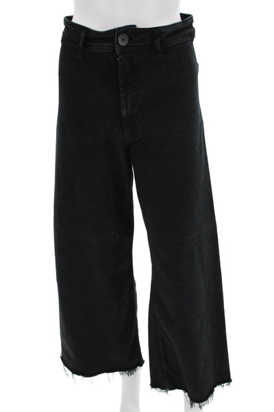 Zara Women Cropped High-Rise Black Pants Size 8