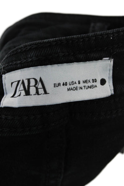 Zara Women Cropped High-Rise Black Pants Size 8