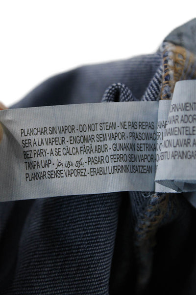 Zara, Women Cropped Straight Jeans Blue High Rise Button Size 8
