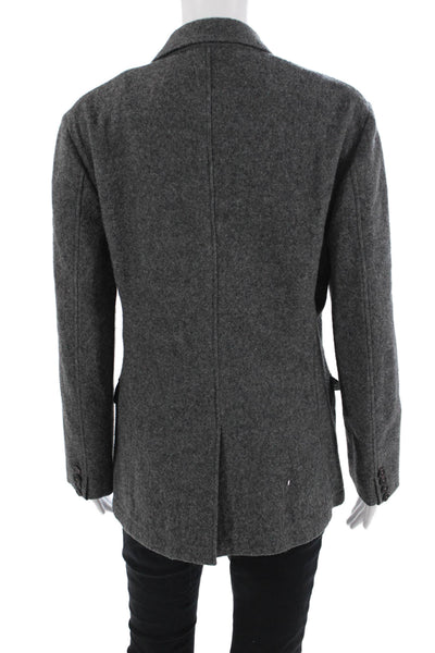 Onassis Mens Wool Blend Blazer Dark Gray Collared Button Long Sleeve Size S