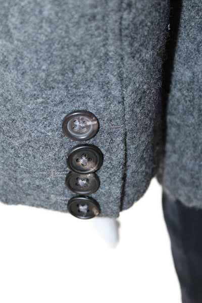 Onassis Mens Wool Blend Blazer Dark Gray Collared Button Long Sleeve Size S