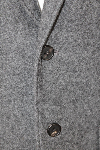 Onassis Mens Wool Blend Blazer Dark Gray Collared Button Long Sleeve Size S