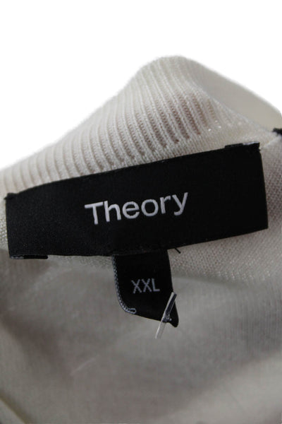 Theory Mens Pullover Sweater White Crew Neck Long Sleeve Size 2XL