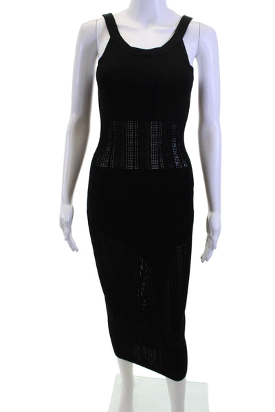 Fleur du Mal Women Bodycon Tank Dress Black Sleeveless Round Neck Size M