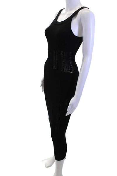 Fleur du Mal Women Bodycon Tank Dress Black Sleeveless Round Neck Size M