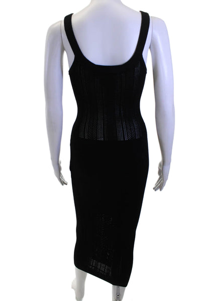 Fleur du Mal Women Bodycon Tank Dress Black Sleeveless Round Neck Size M