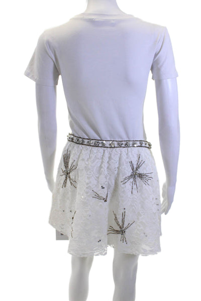 Love Shack Fancy Womens A-Line Mini Skirt White 70% Cotton Size 6
