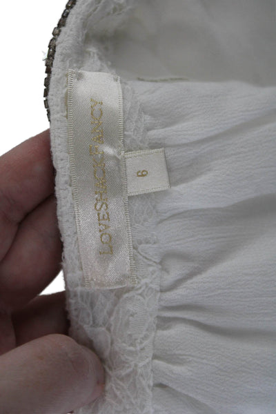 Love Shack Fancy Womens A-Line Mini Skirt White 70% Cotton Size 6