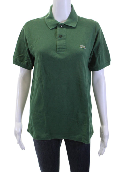 Lacoste Mens Green Collared Short Sleeve Cotton Polo Solid Designer Size 3
