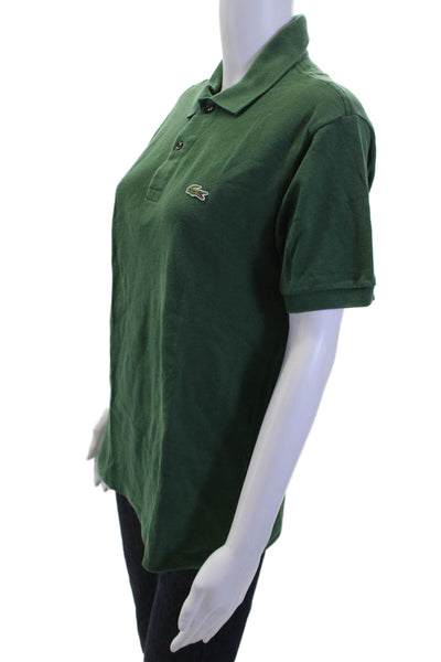 Lacoste Mens Green Collared Short Sleeve Cotton Polo Solid Designer Size 3