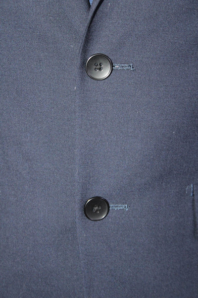 Theory Mens Dark Blue Wool Blend Blazer Collared Button Solid Size 36