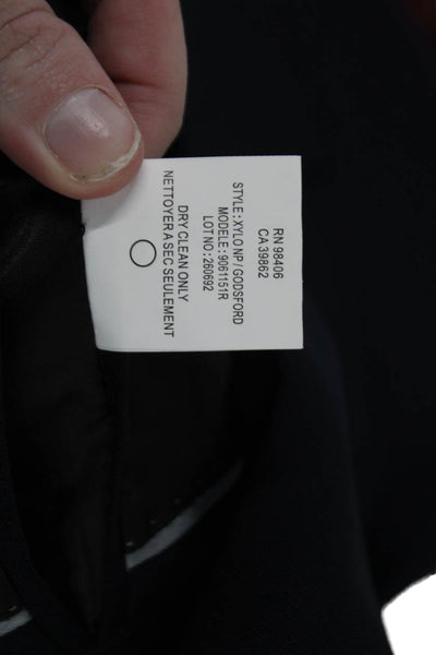 Theory Mens Dark Blue Wool Blend Blazer Collared Button Solid Size 36